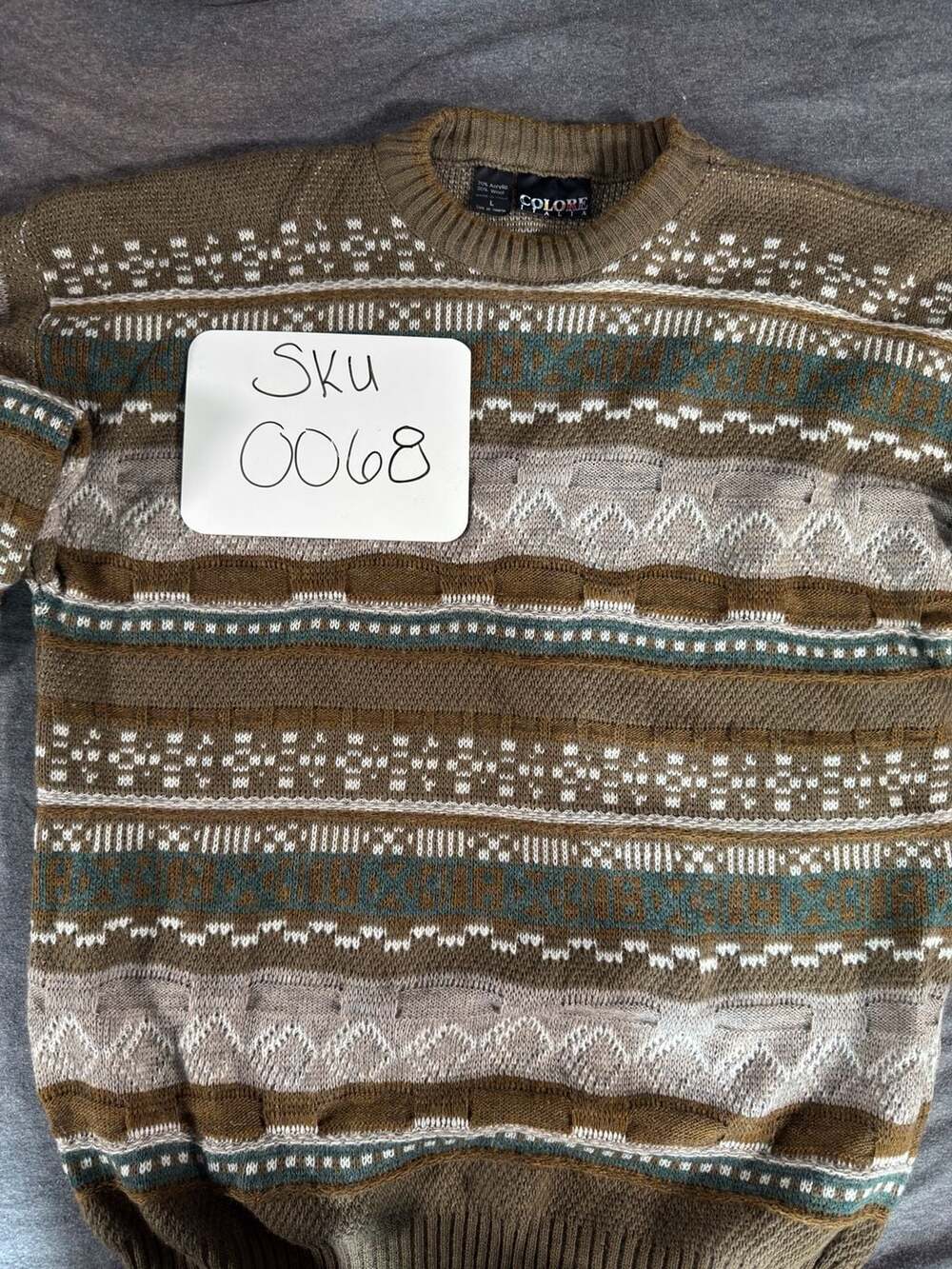 Colore Italia Vintage Made in Italy Earth Tone Patterned Knit Wool Blend Sweater